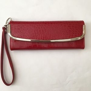 Red patent mock crock wallet/wristlet